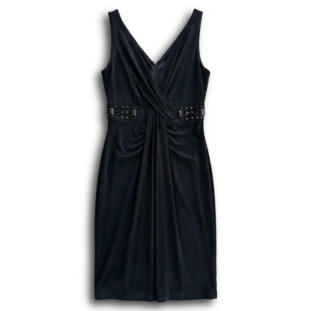 Laundry by Shelli Segal Black Embellished Surplice V-Neck Cocktail Dress 2P